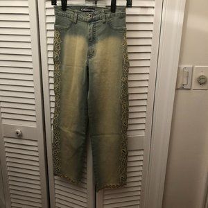 Claudio Russo women jeans, light wash, flowery embroidered, 6